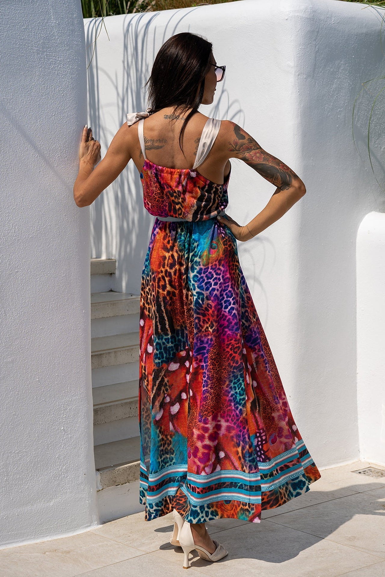 LOOSE LONG DRESS - LEO NEON WILD - Fashion Roots