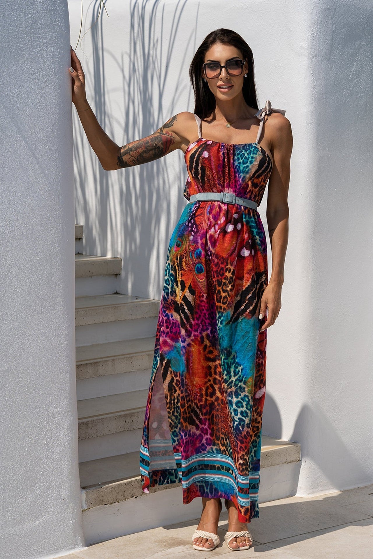 LOOSE LONG DRESS - LEO NEON WILD - Fashion Roots