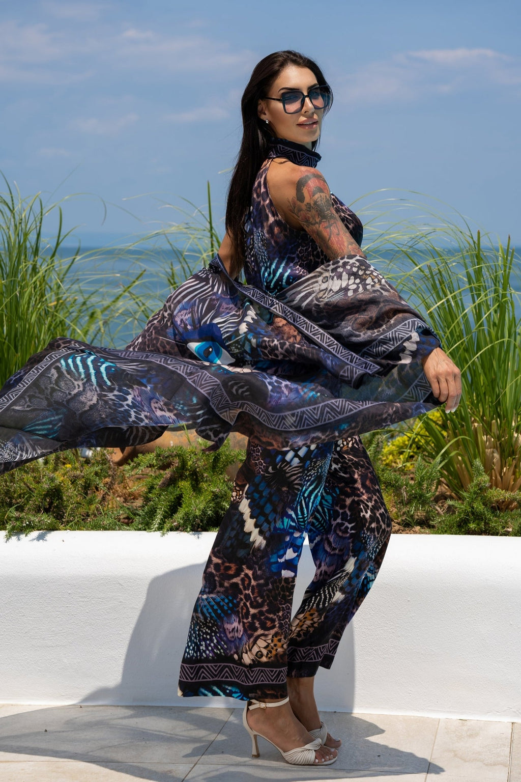 LOOSE FIT VISCOSE PANTS - LEO NEON DARK