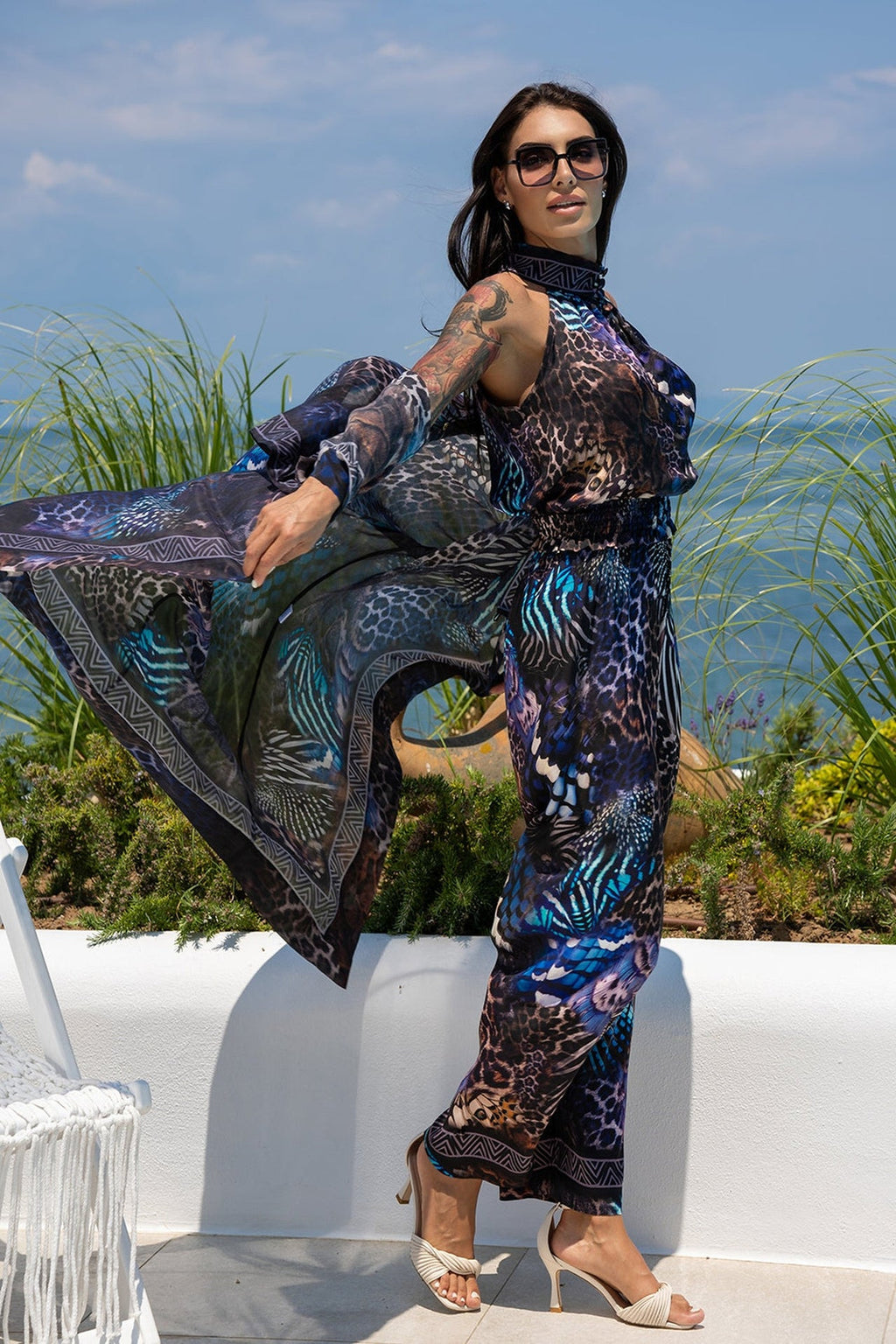 LOOSE FIT VISCOSE PANTS - LEO NEON DARK