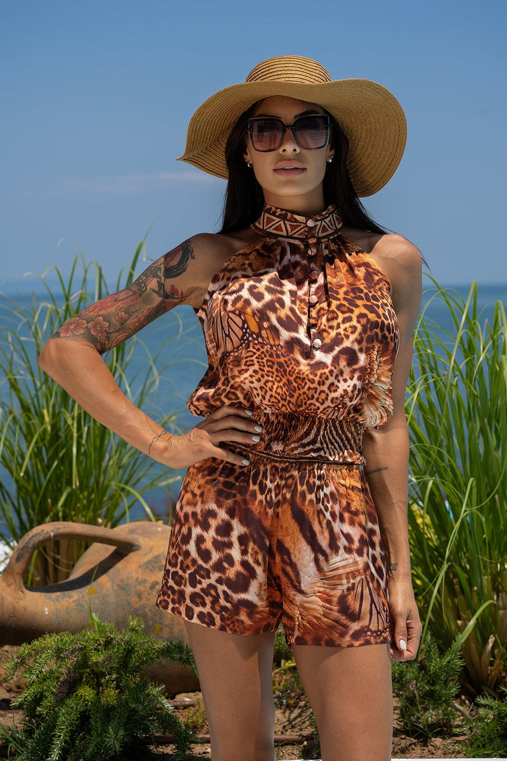 SATIN VISCOSE SHORTS - LEO SAND JIORO ДАМСКИ ШОРТИ ОТ ЛЪСКАВА ВИСКОЗА - LEO SAND JIORO