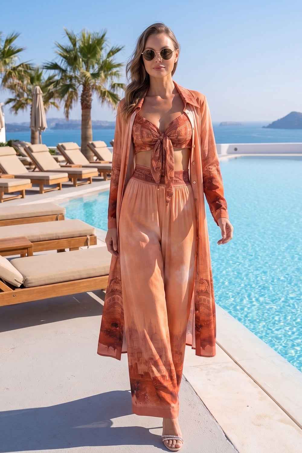 VISCOSE WIDE-LEG TROUSERS WITH ELASTIC WAIST - ANCIENT TOWN