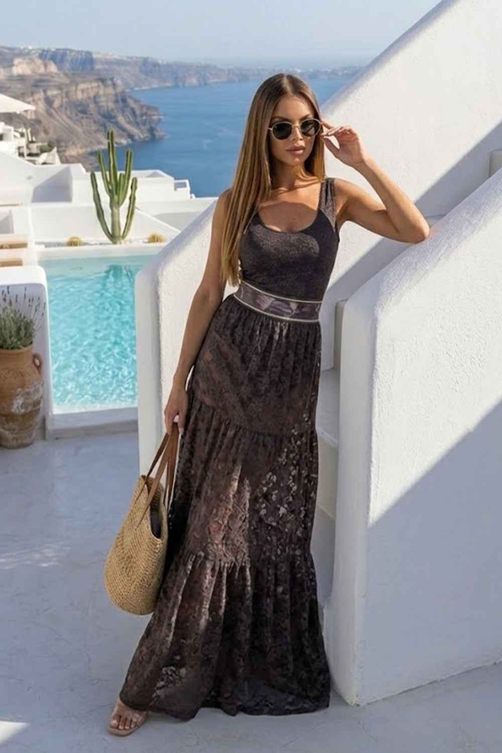 ESPRESSO BOHO LACE SKIRT WITH SHORT LINING - ESSENTIALS