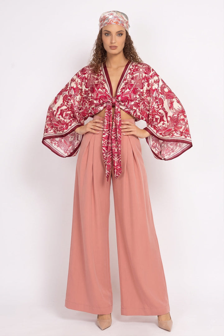 VISCOSE CROP KIMONO - ASIA BORDEAUX