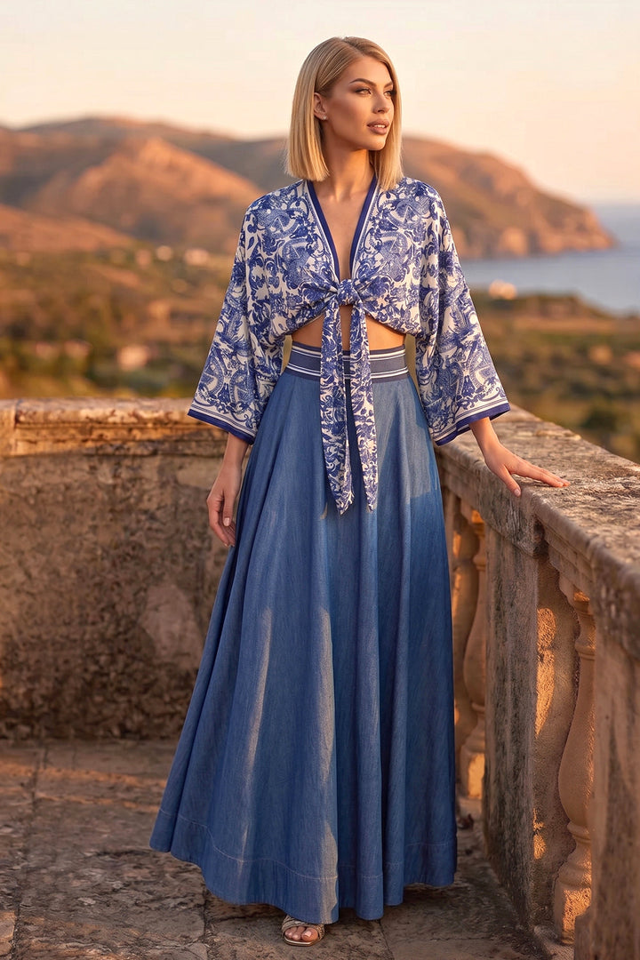 KIMONO COURT EN VISCOSE - ASIA SKY
