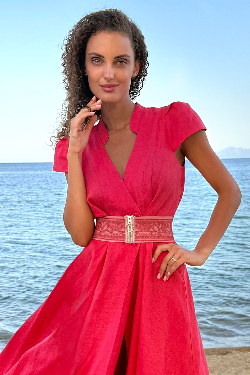 CEINTURE ÉLASTIQUE LARGE AVEC FERMETURE ÉCLAIR - CORAIL BAROQUE