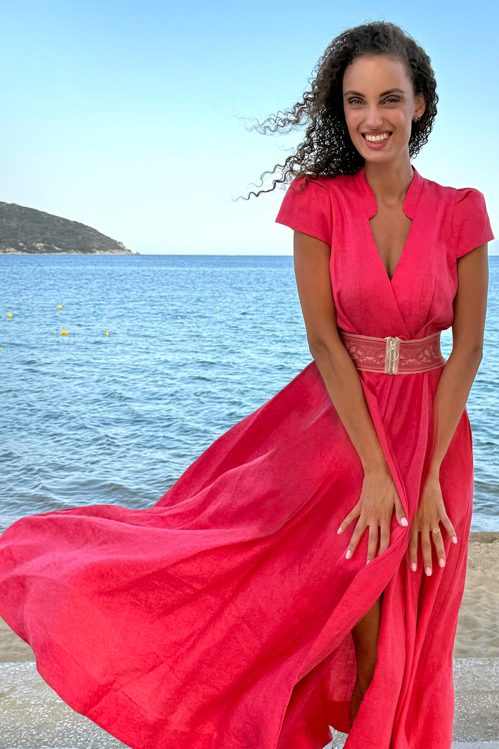 CEINTURE ÉLASTIQUE LARGE AVEC FERMETURE ÉCLAIR - CORAIL BAROQUE