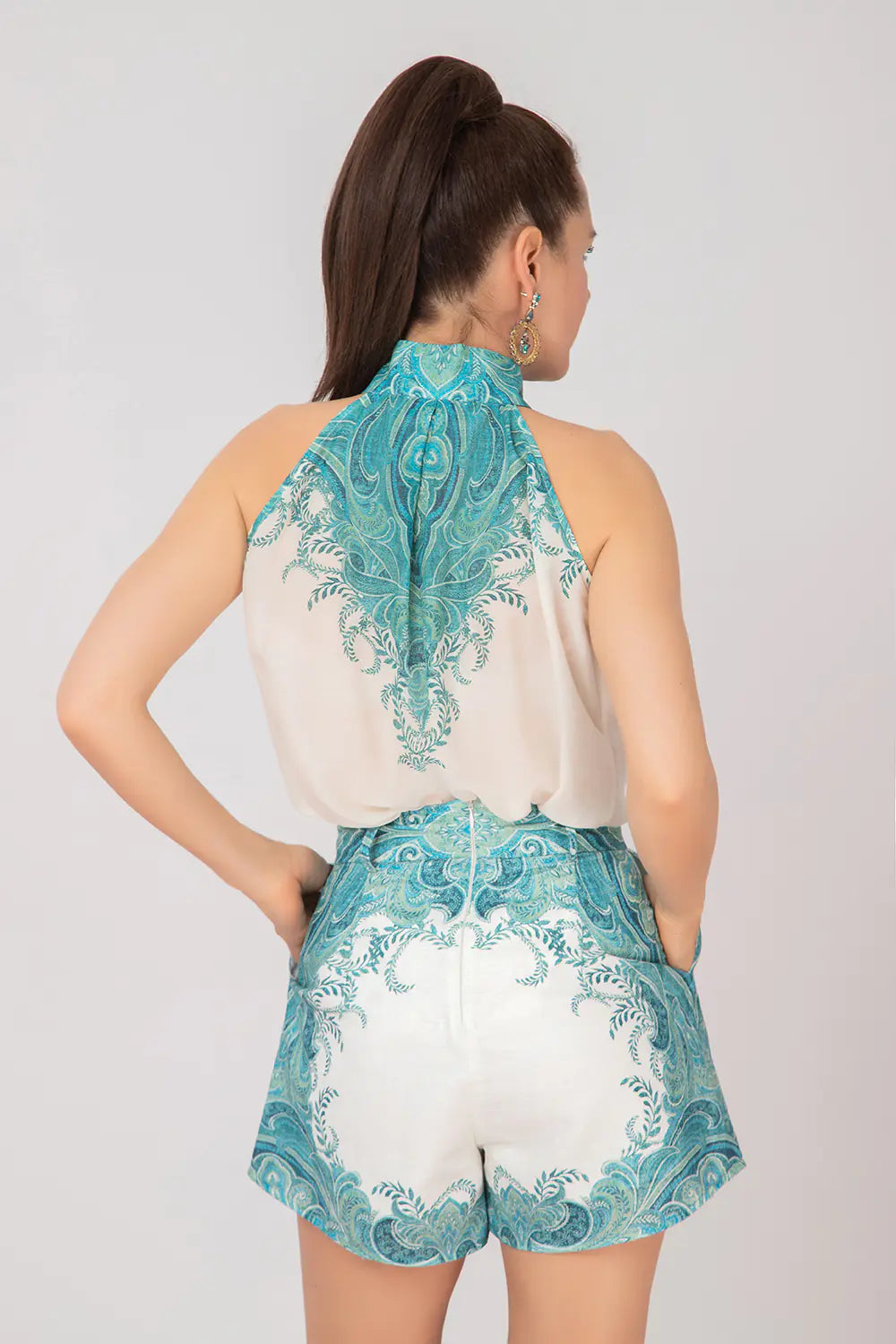 SLEEVELESS COTTON AND SILK BLOUSE – BUTTER LEAVES