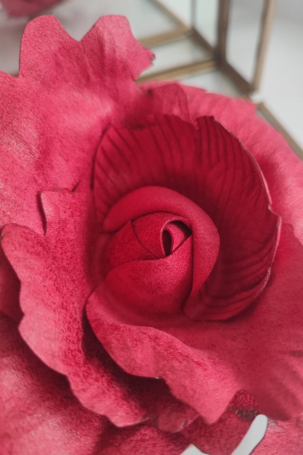 MEDIUM SUEDE-LOOK CYCLAMEN ROSE BROOCH