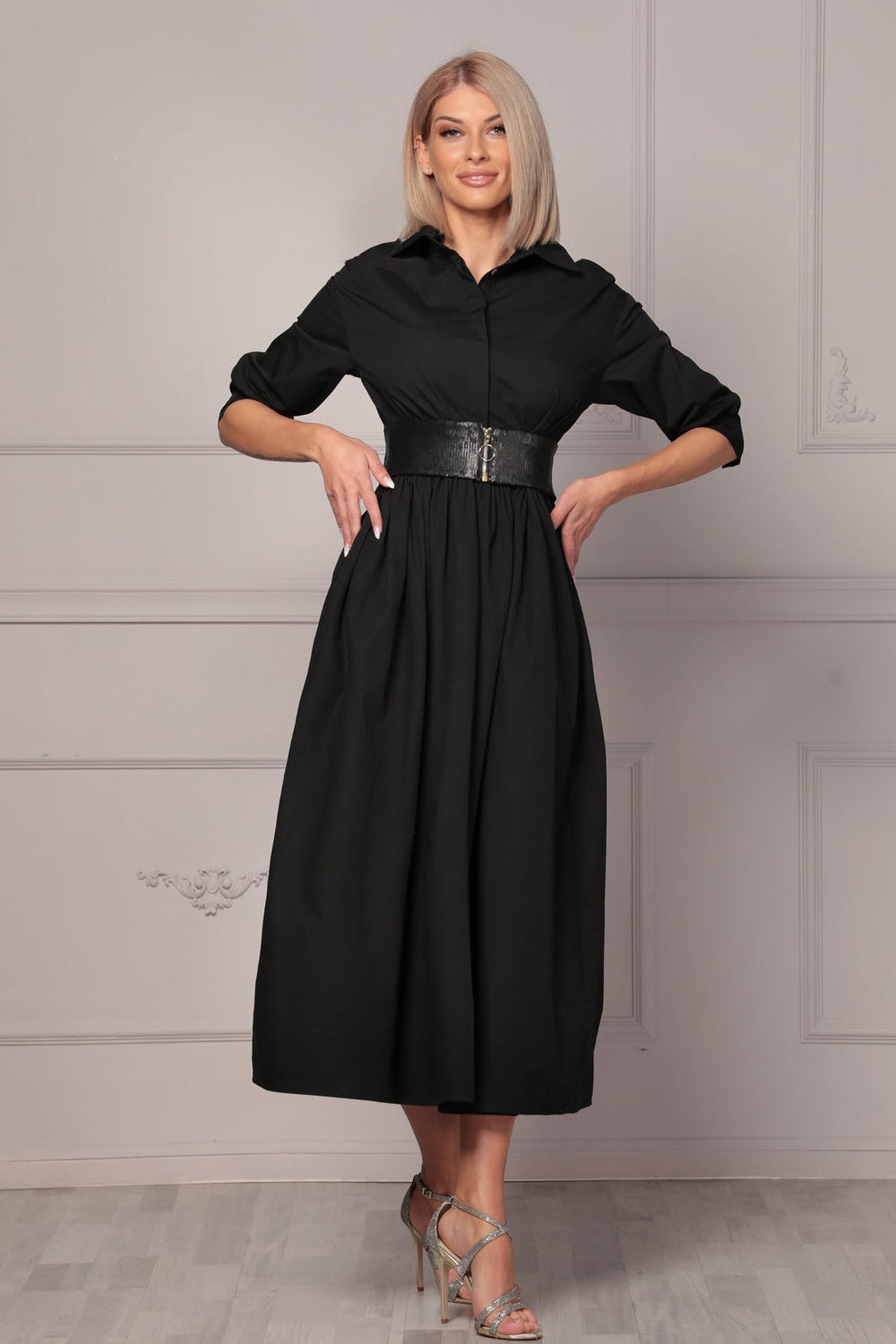 LOOSE POPLIN DRESS WITH BELT - ESSENTIALS