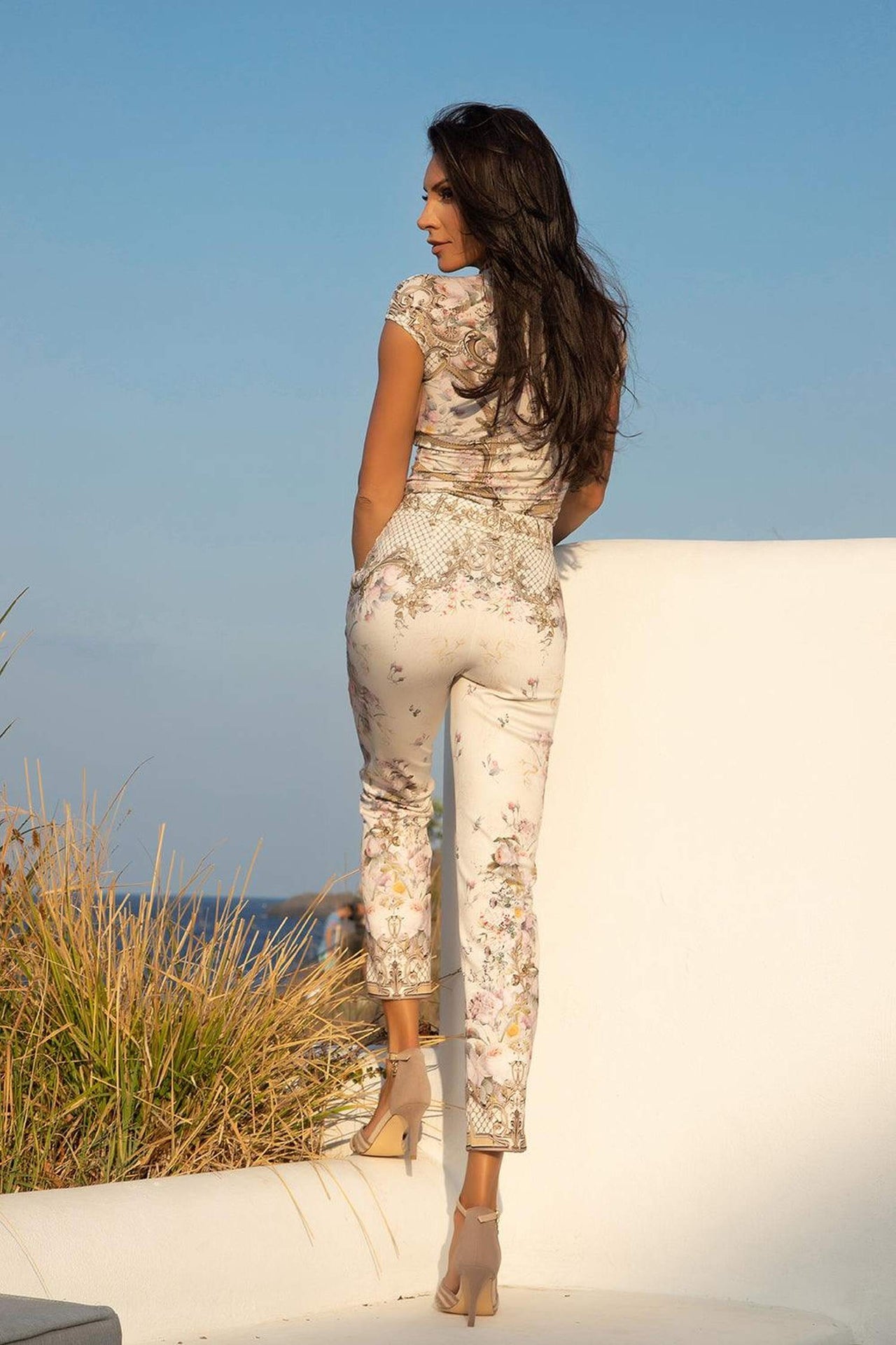 PANTALON CLASSIQUE EN VISCOSE - FLEURS BAROQUES