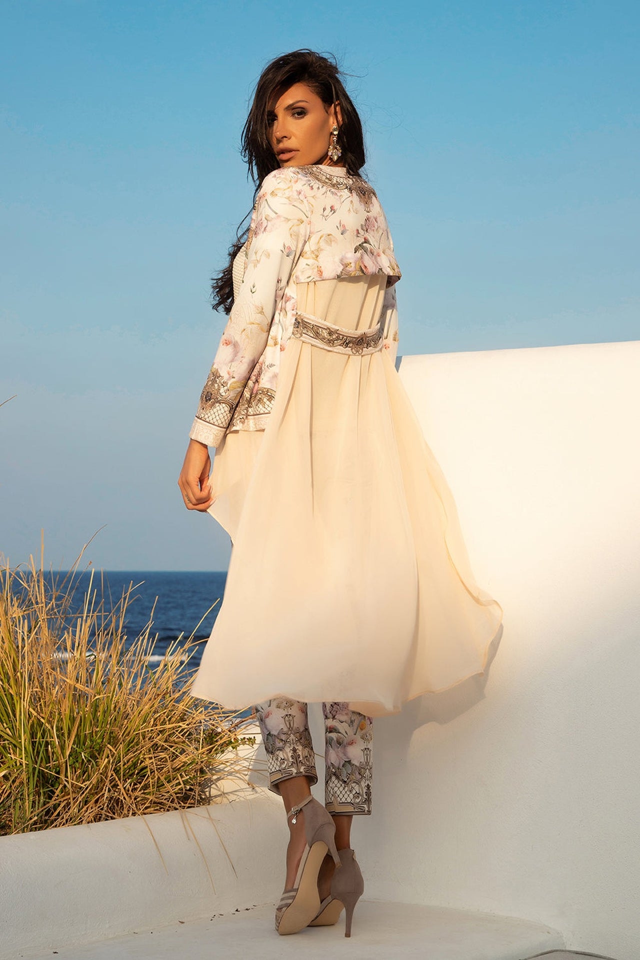 ELEGANT PRINTED CARDIGAN WITH CHIFFON BACK - BAROQUE FLOWERS JIORO ЕЛЕГАНТНА ЖИЛЕТКА С ПРИНТ И ШИФОНЕН ГРЪБ - BAROQUE FLOWERS JIORO