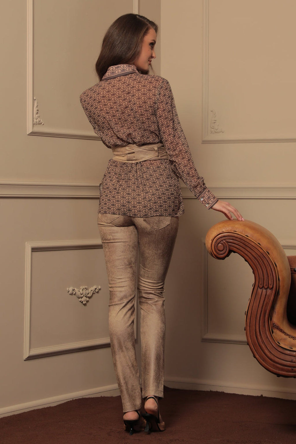 CHEMISE IMPRIMÉE À MANCHES LONGUES - LOGO MOCHA MOUSSE