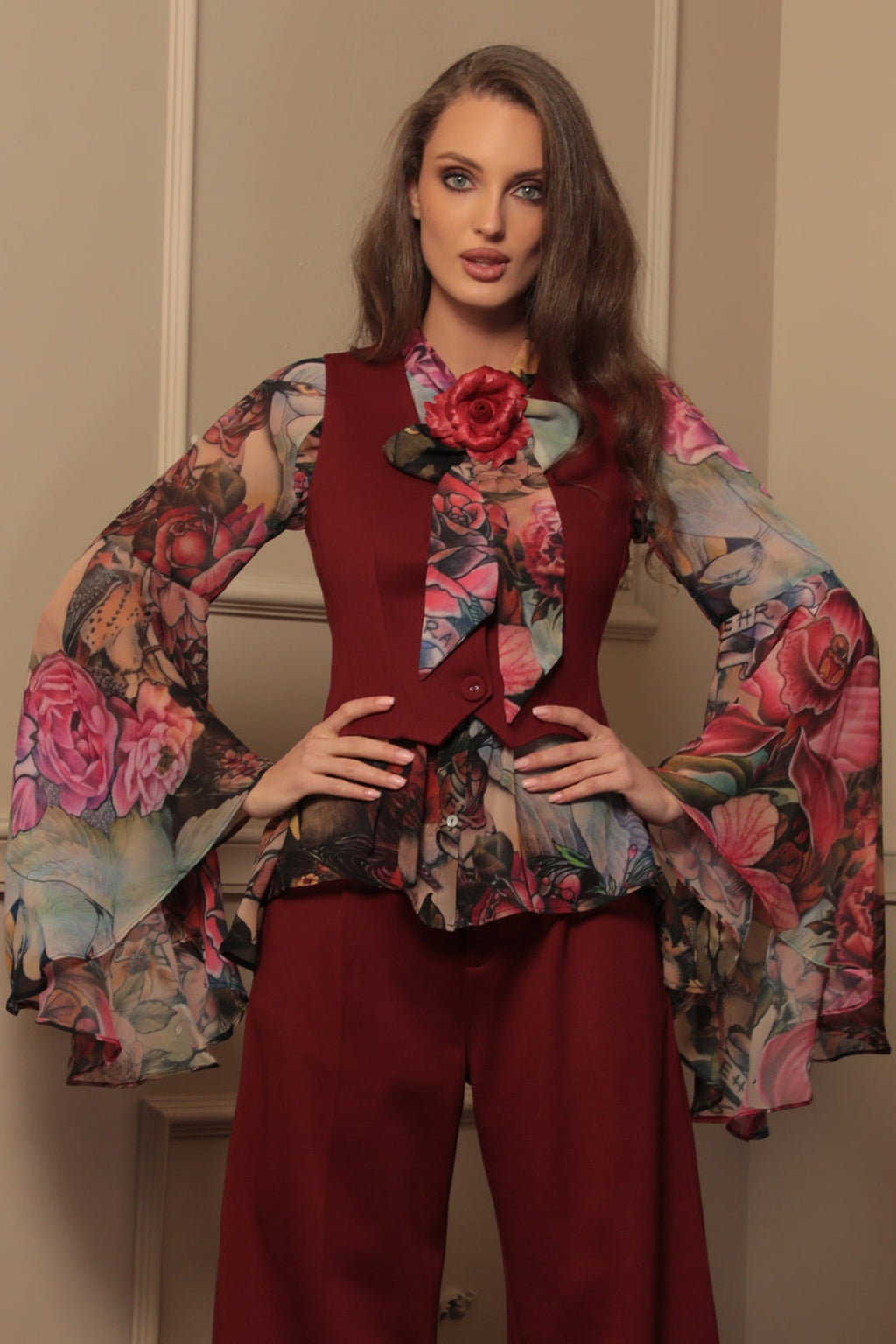 DESIGNER SHIRT WITH FLARED SLEEVES - TATTOO STAR JIORO ДИЗАЙНЕРСКА РИЗА С КЛОШ РЪКАВИ - TATTOO STAR JIORO