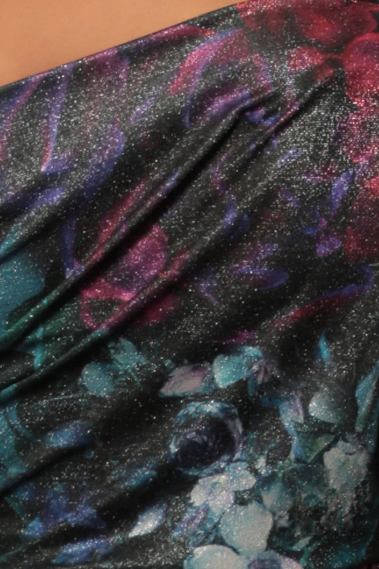 BLOUSE UNE ÉPAULE AVEC LUREX - PIVOINES