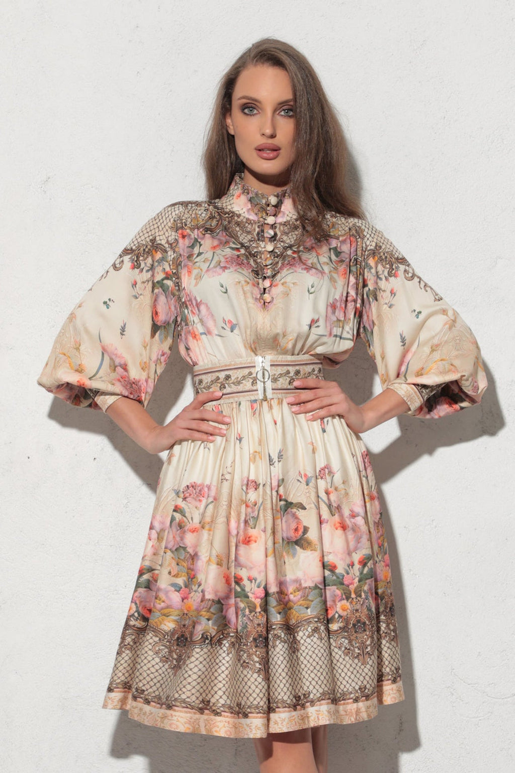 BOHO LONG-SLEEVE VISCOSE DRESS - BAROQUE FLOWERS JIORO РОКЛЯ С ДЪЛЪГ РЪКАВ ОТ ВИСКОЗА - BAROQUE FLOWERS JIORO