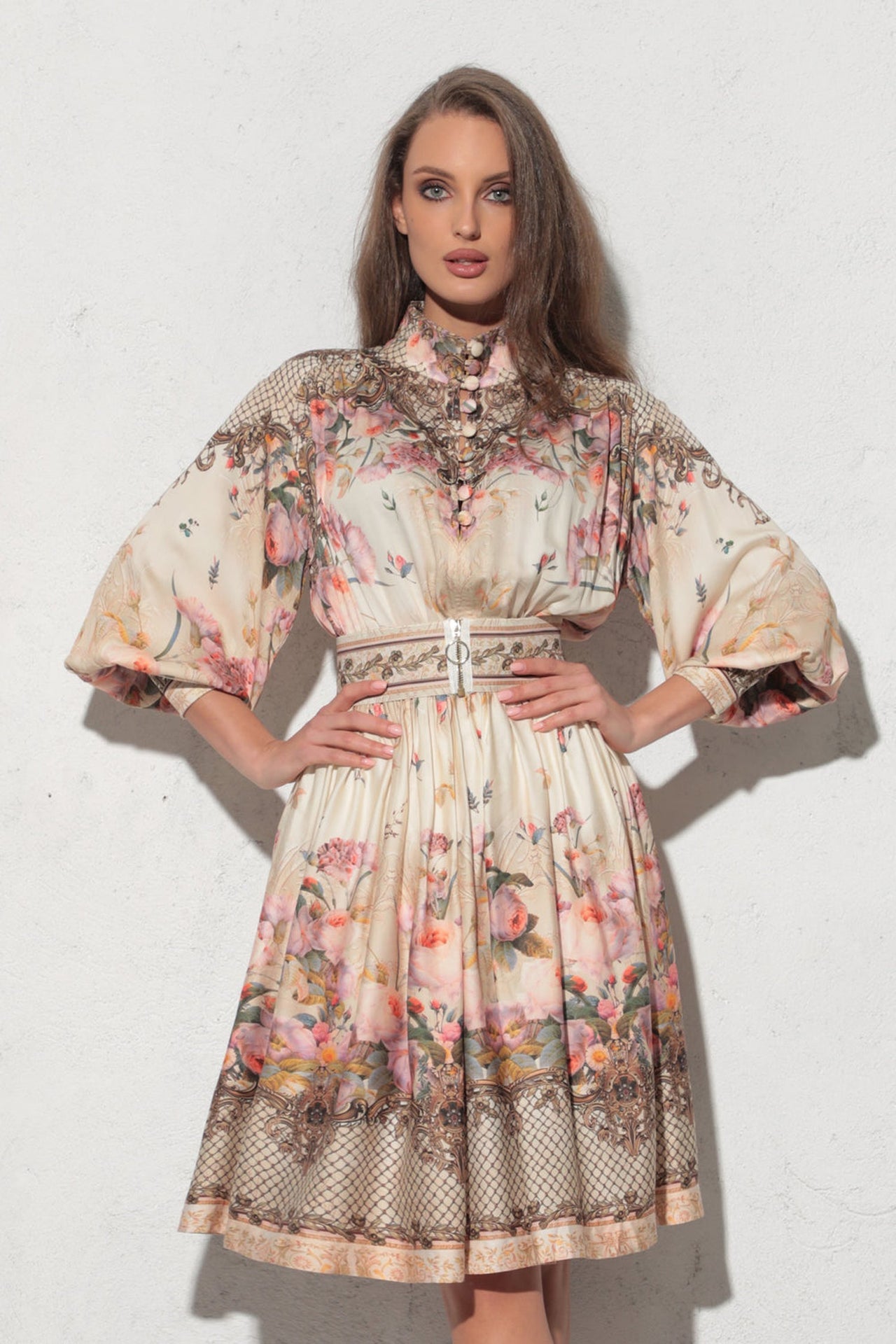 BOHO LONG-SLEEVE VISCOSE DRESS - BAROQUE FLOWERS JIORO РОКЛЯ С ДЪЛЪГ РЪКАВ ОТ ВИСКОЗА - BAROQUE FLOWERS JIORO