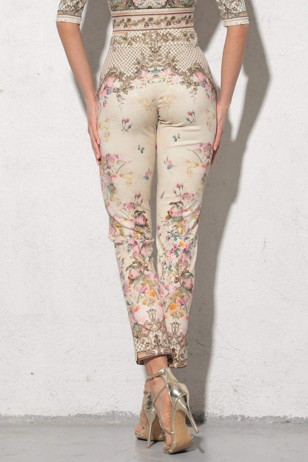 CLASSIC VISCOSE PANTS - BAROQUE FLOWERS JIORO КЛАСИЧЕСКИ ПАНТАЛОН ОТ ВИСКОЗА - BAROQUE FLOWERS JIORO