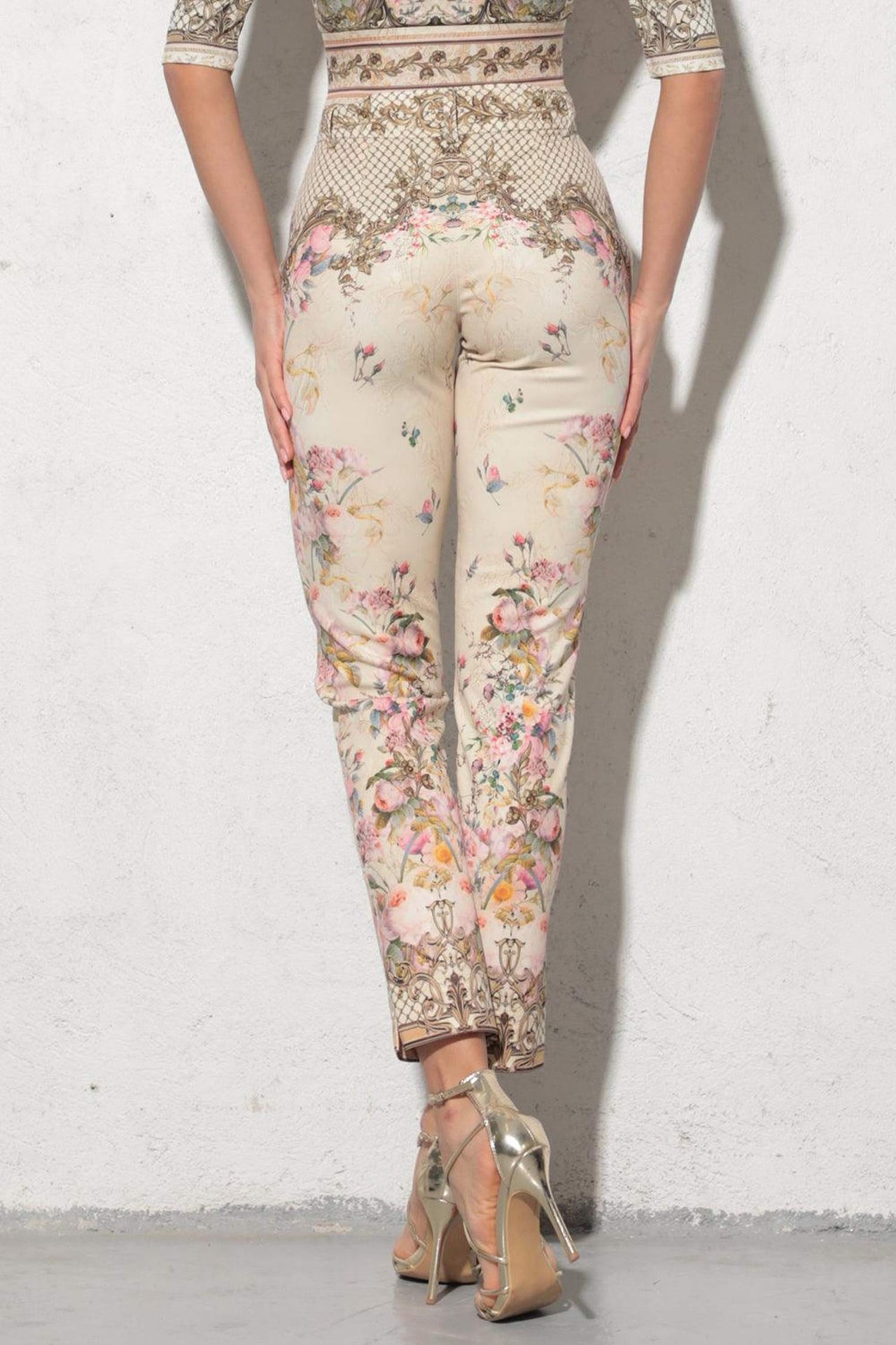 CLASSIC VISCOSE PANTS - BAROQUE FLOWERS JIORO КЛАСИЧЕСКИ ПАНТАЛОН ОТ ВИСКОЗА - BAROQUE FLOWERS JIORO
