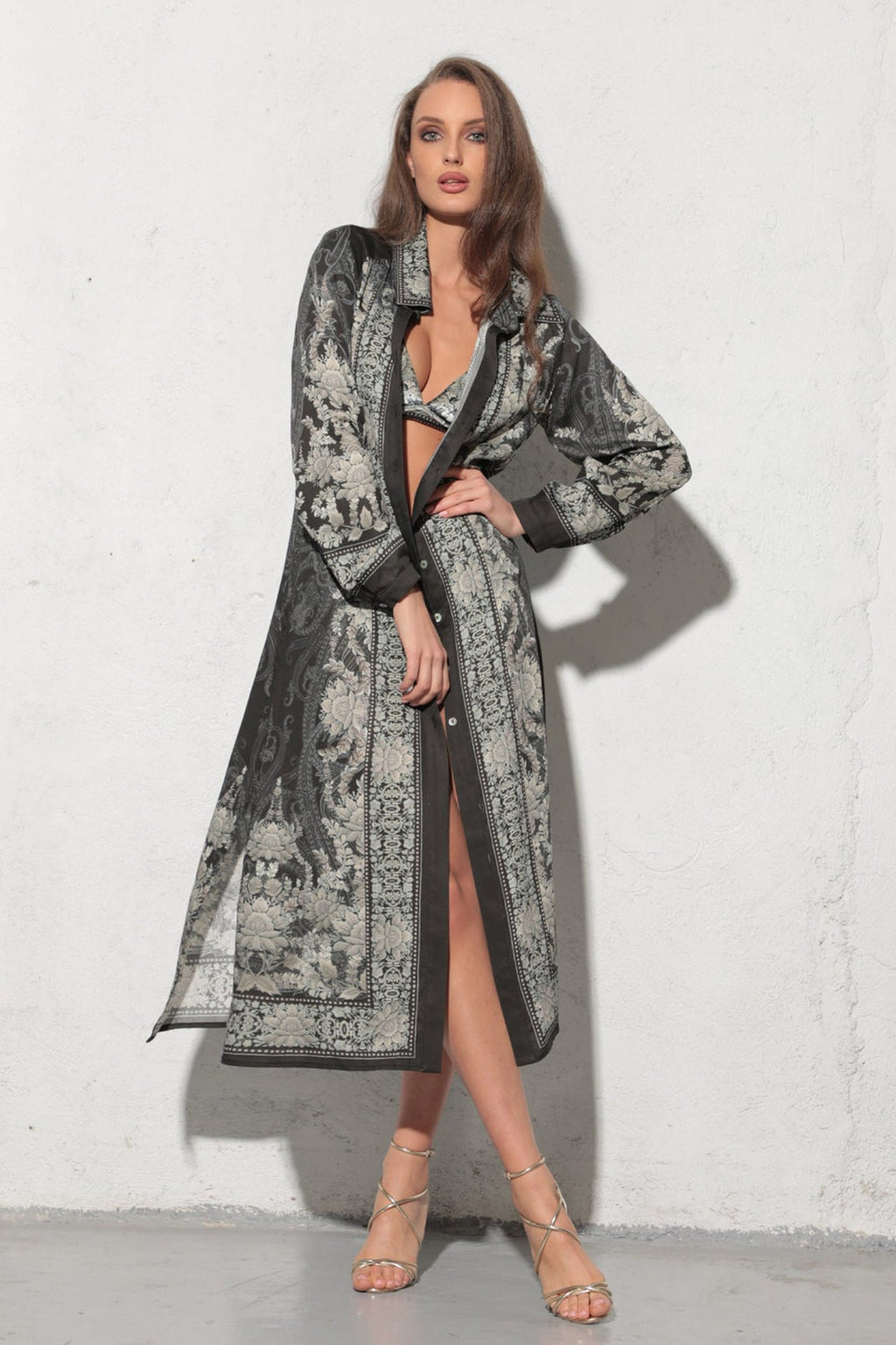 VISCOSE SHIRT DRESS WITH REMOVABLE BELT - FROZEN LOTUS JIORO РИЗО-РОКЛЯ ОТ ВИСКОЗА С ПОДВИЖЕН КОЛАН - FROZEN LOTUS JIORO