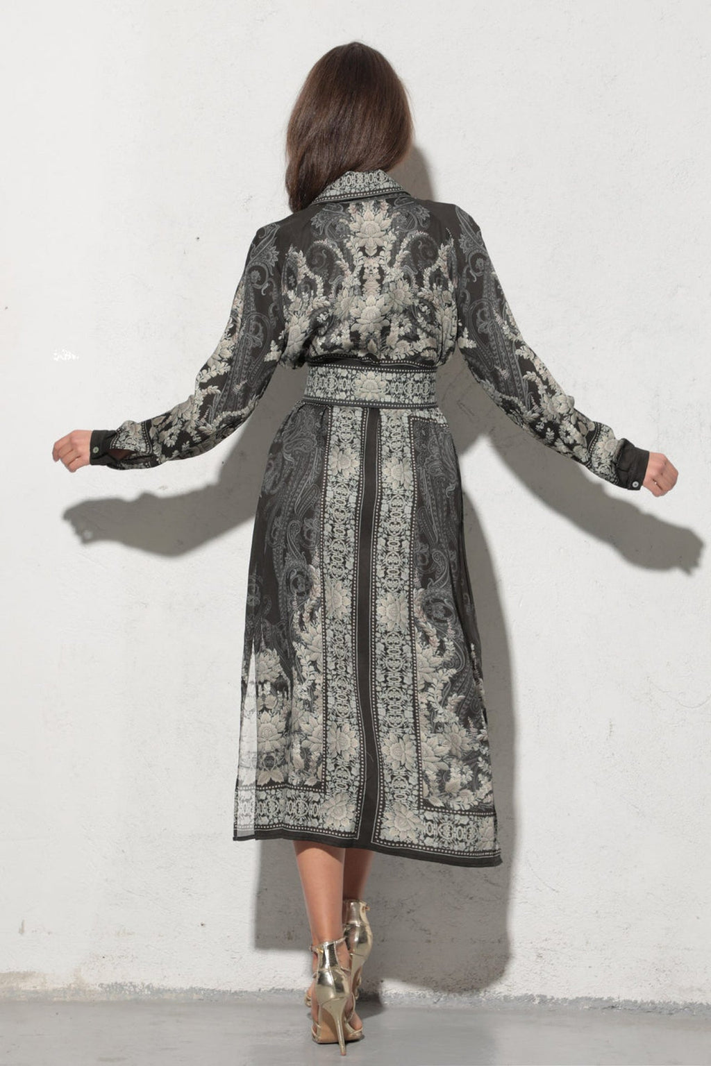 VISCOSE SHIRT DRESS WITH REMOVABLE BELT - FROZEN LOTUS JIORO РИЗО-РОКЛЯ ОТ ВИСКОЗА С ПОДВИЖЕН КОЛАН - FROZEN LOTUS JIORO