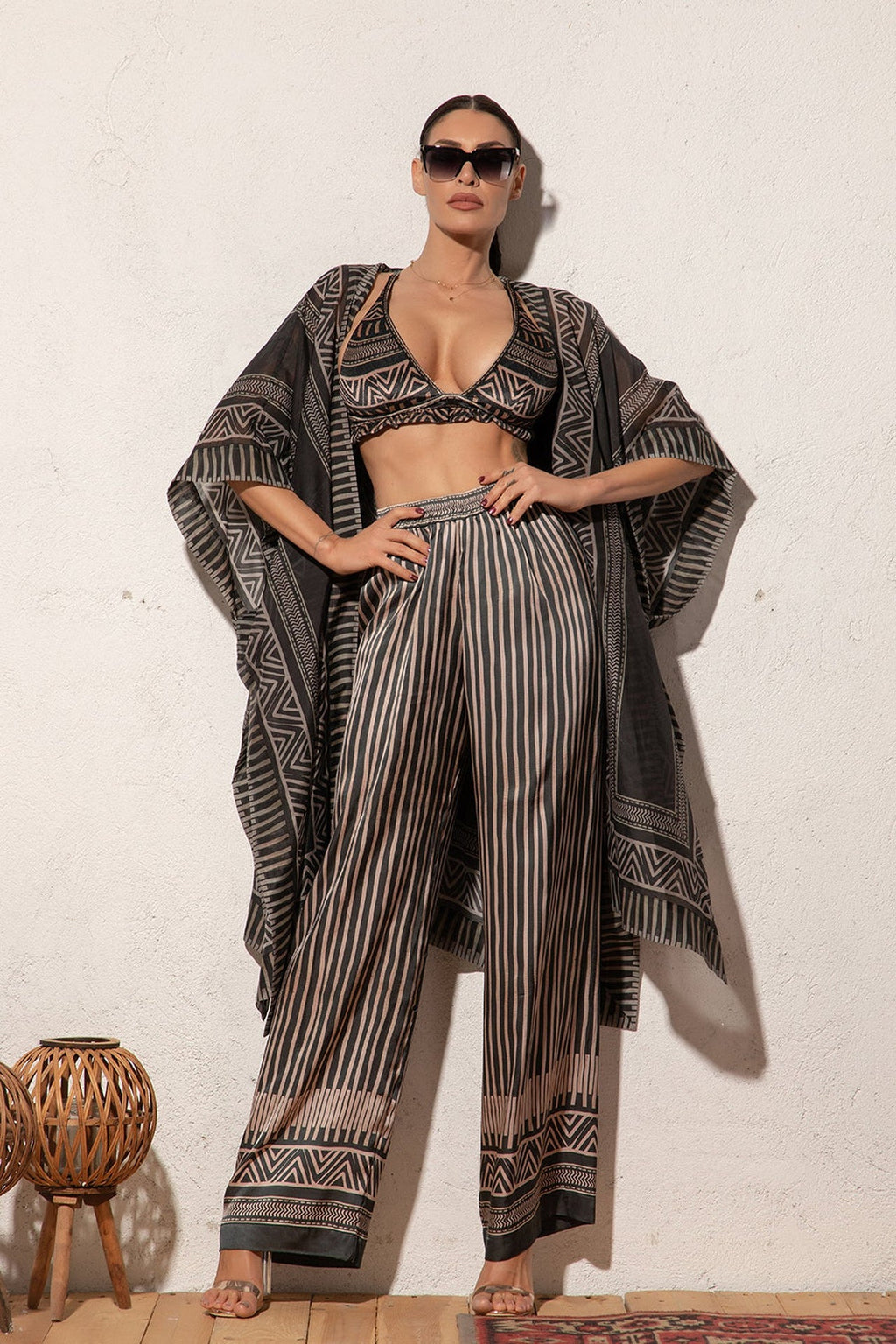 SILK COTTON KIMONO DRESS - TRIBAL