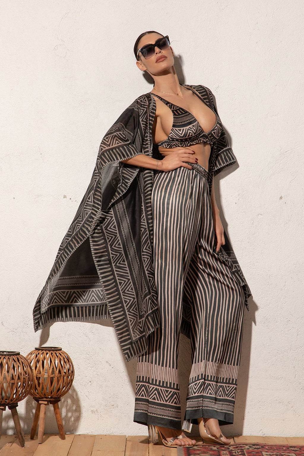 SILK COTTON KIMONO DRESS - TRIBAL