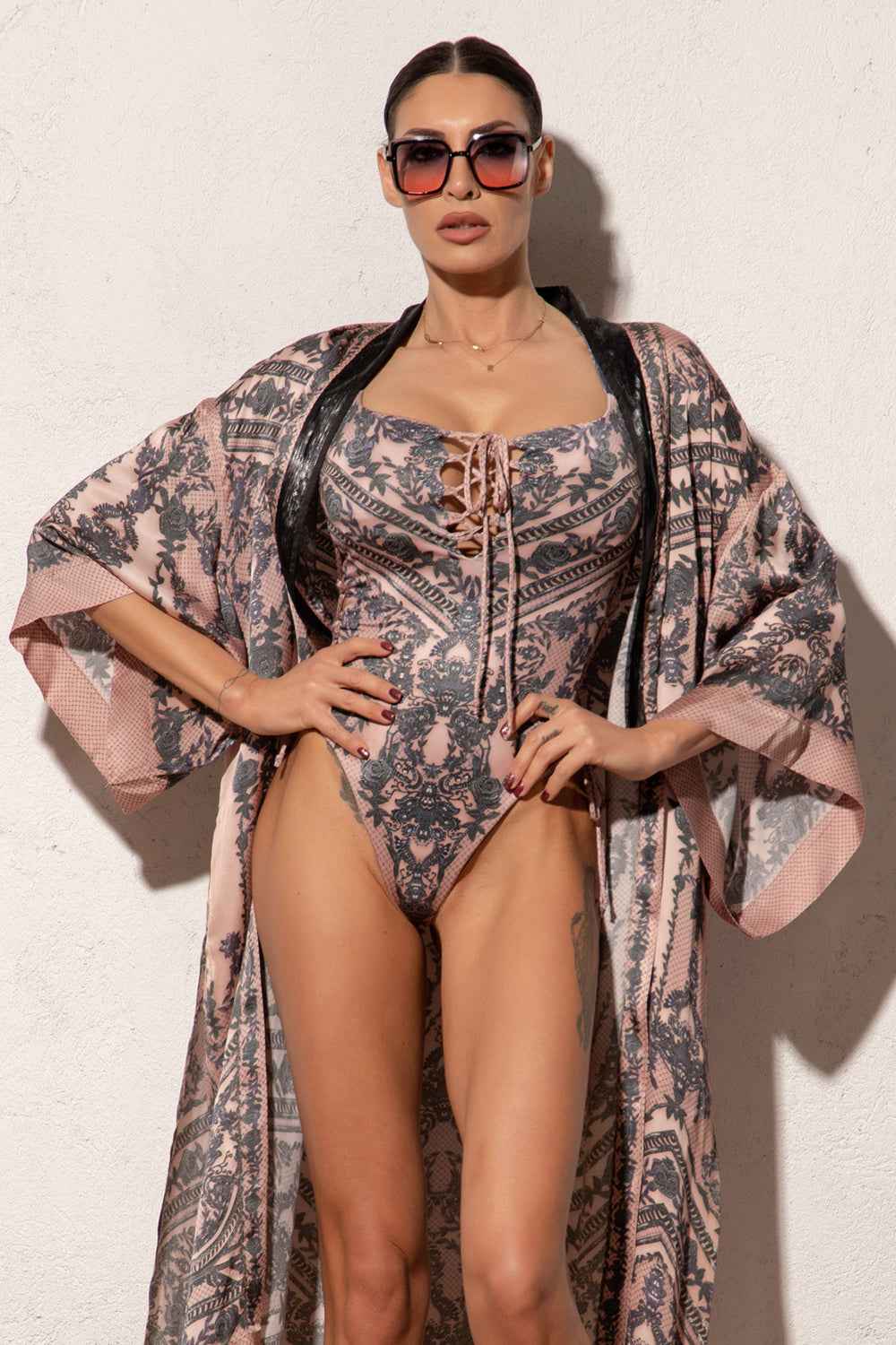 ONE-PIECE SWIMSUIT WITH PADS - GRAFFITI POWDER - Fashion Roots