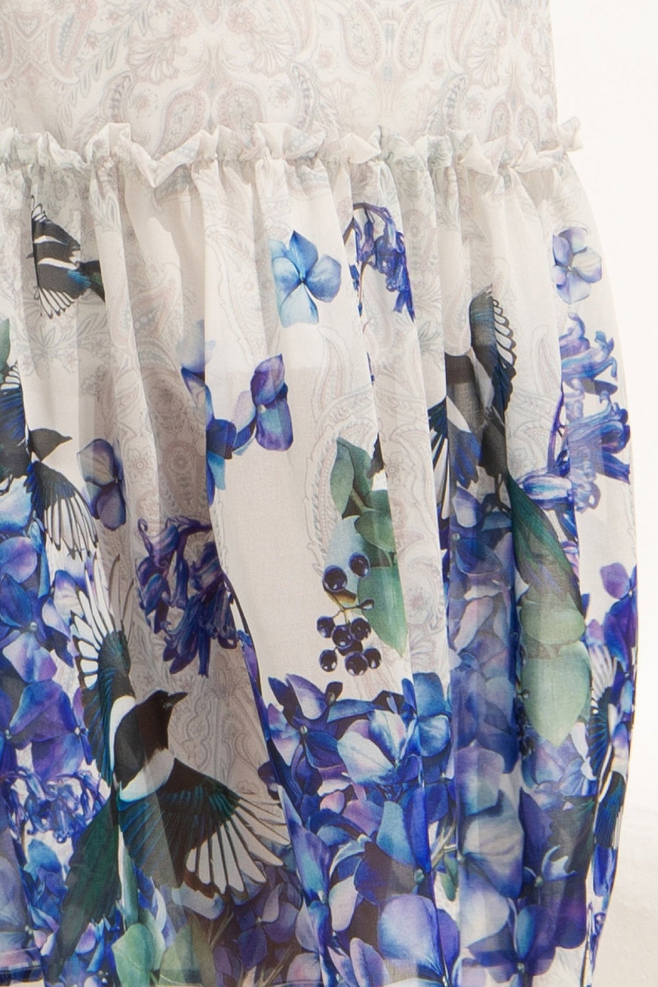 LONG CHIFFON DRESS - BLUE BIRDS