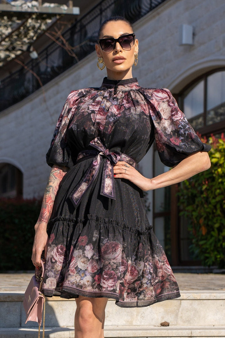 DRESS WITH PUFF SLEEVE - VINTAGE FLOWERS
