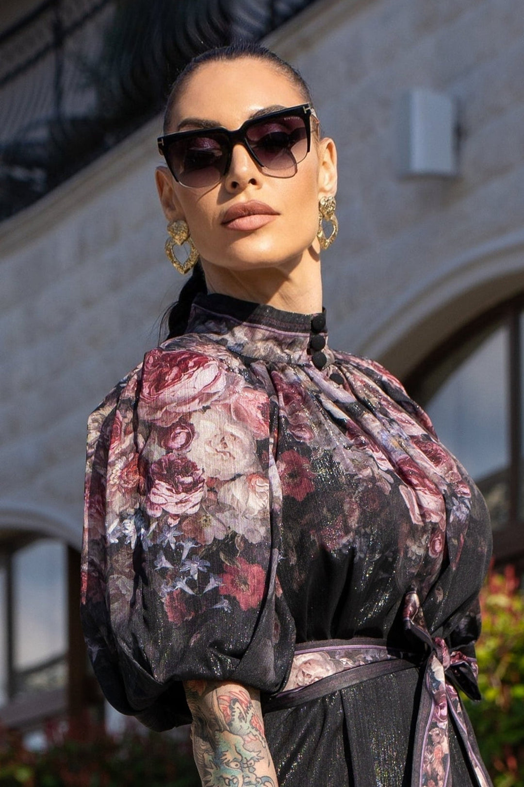 DRESS WITH PUFF SLEEVE - VINTAGE FLOWERS