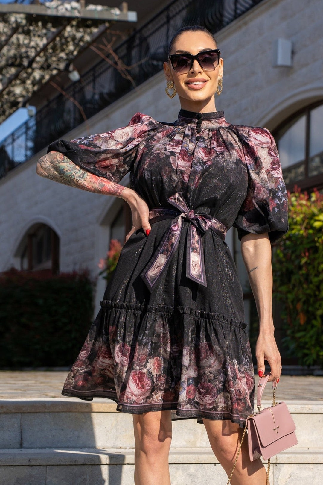 DRESS WITH PUFF SLEEVE - VINTAGE FLOWERS