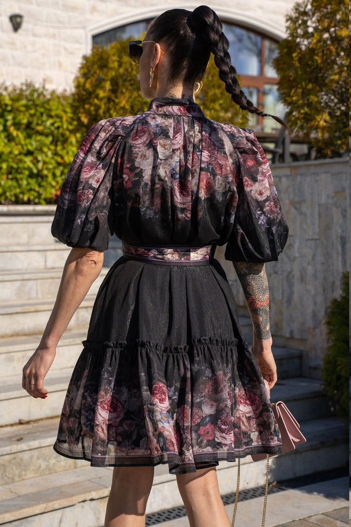 DRESS WITH PUFF SLEEVE - VINTAGE FLOWERS