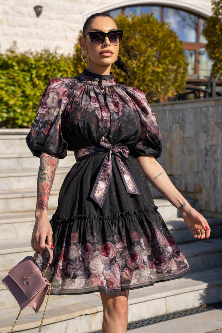 DRESS WITH PUFF SLEEVE - VINTAGE FLOWERS