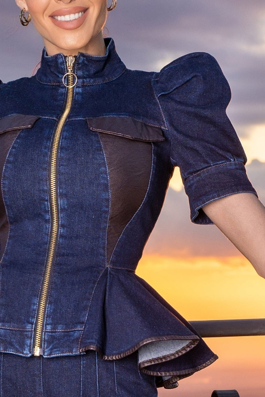 BUFFER SLEEVE DENIM BLAZER - ESSENTIALS