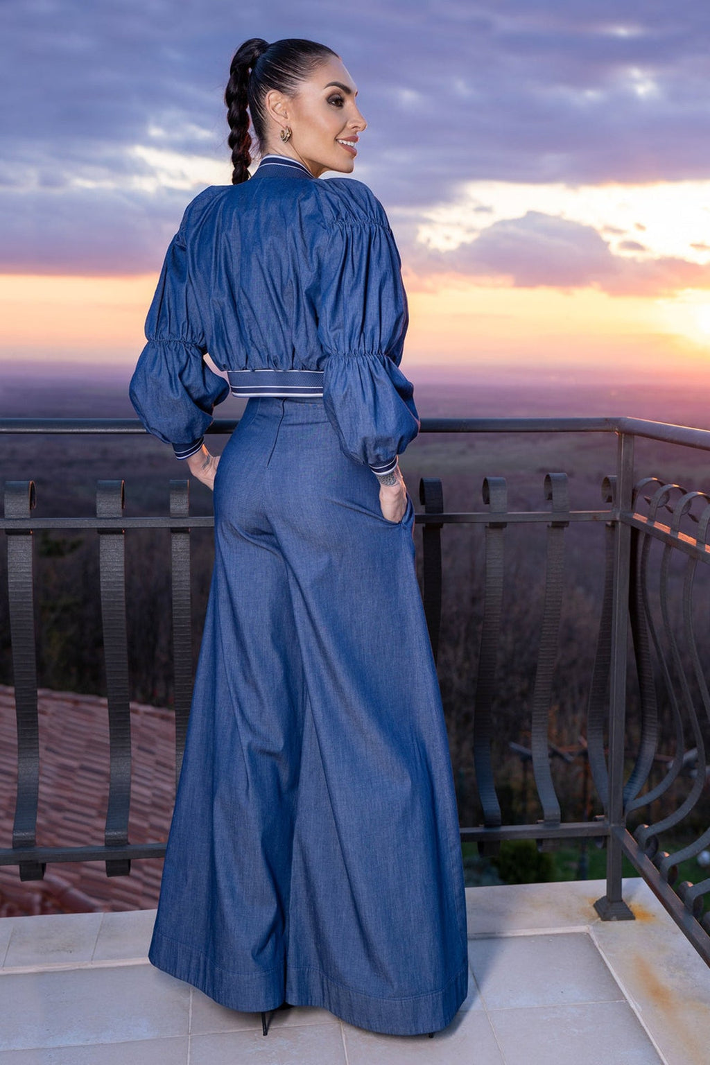 DENIM BOMBER JACKET - ESSENTIALS - Fashion Roots