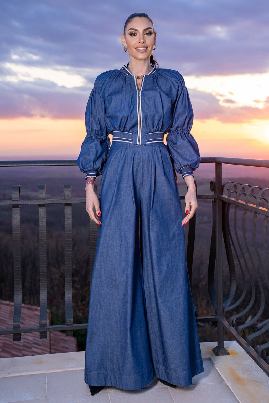 DENIM BOMBER JACKET - ESSENTIALS - Fashion Roots