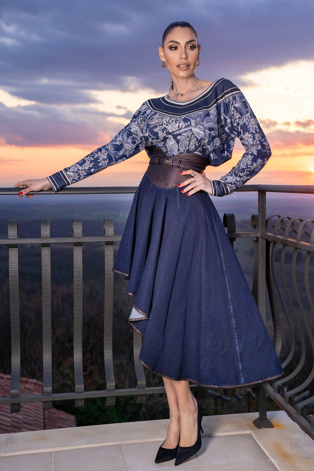 ASYMMETRIC DENIM SKIRT - ESSENTIALS