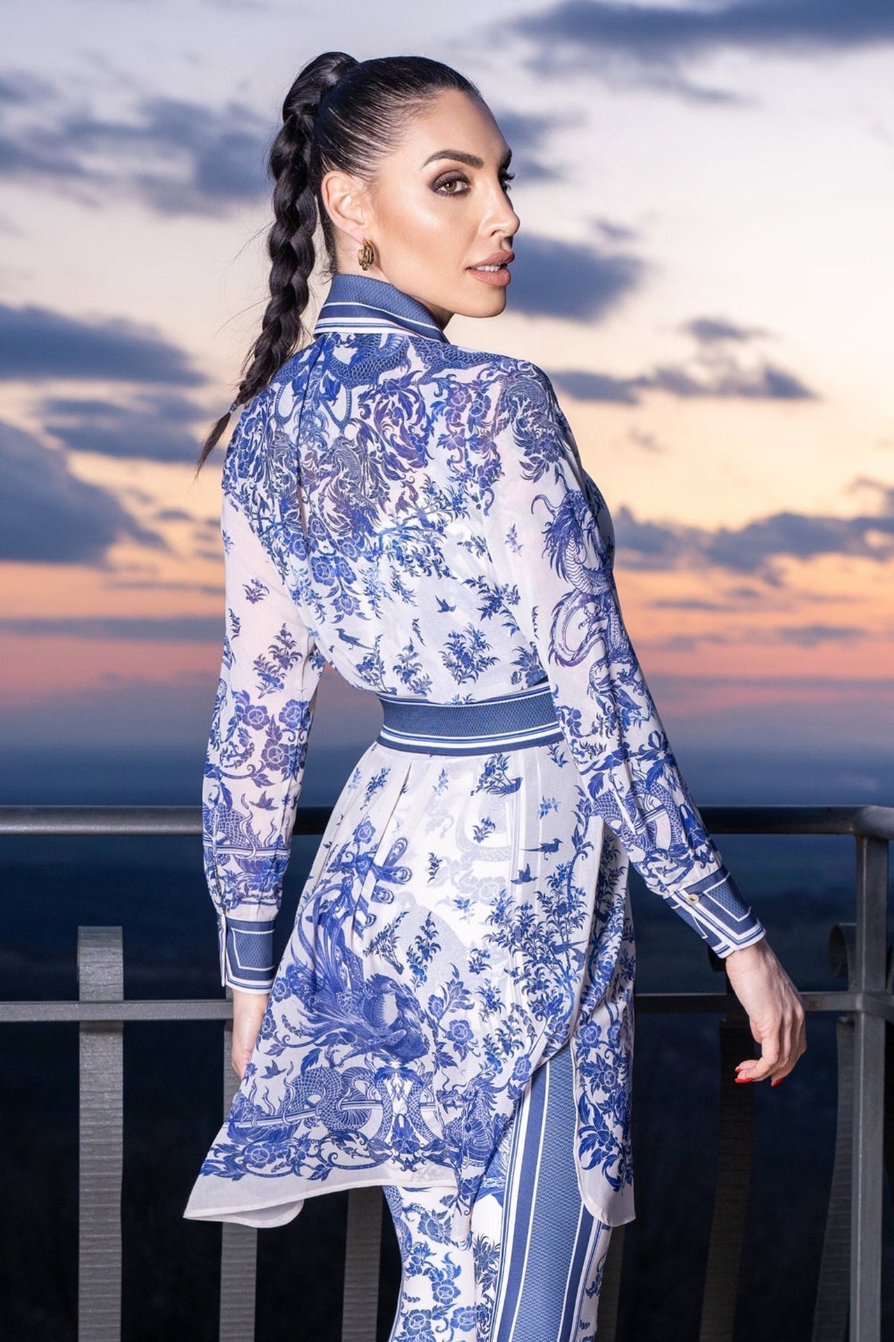 SILK VISCOSE LONG SHIRT - ASIA SKY JIORO ДЪЛГА РИЗА ОТ ВИСКОЗА С КОПРИНА - ASIA SKY JIORO