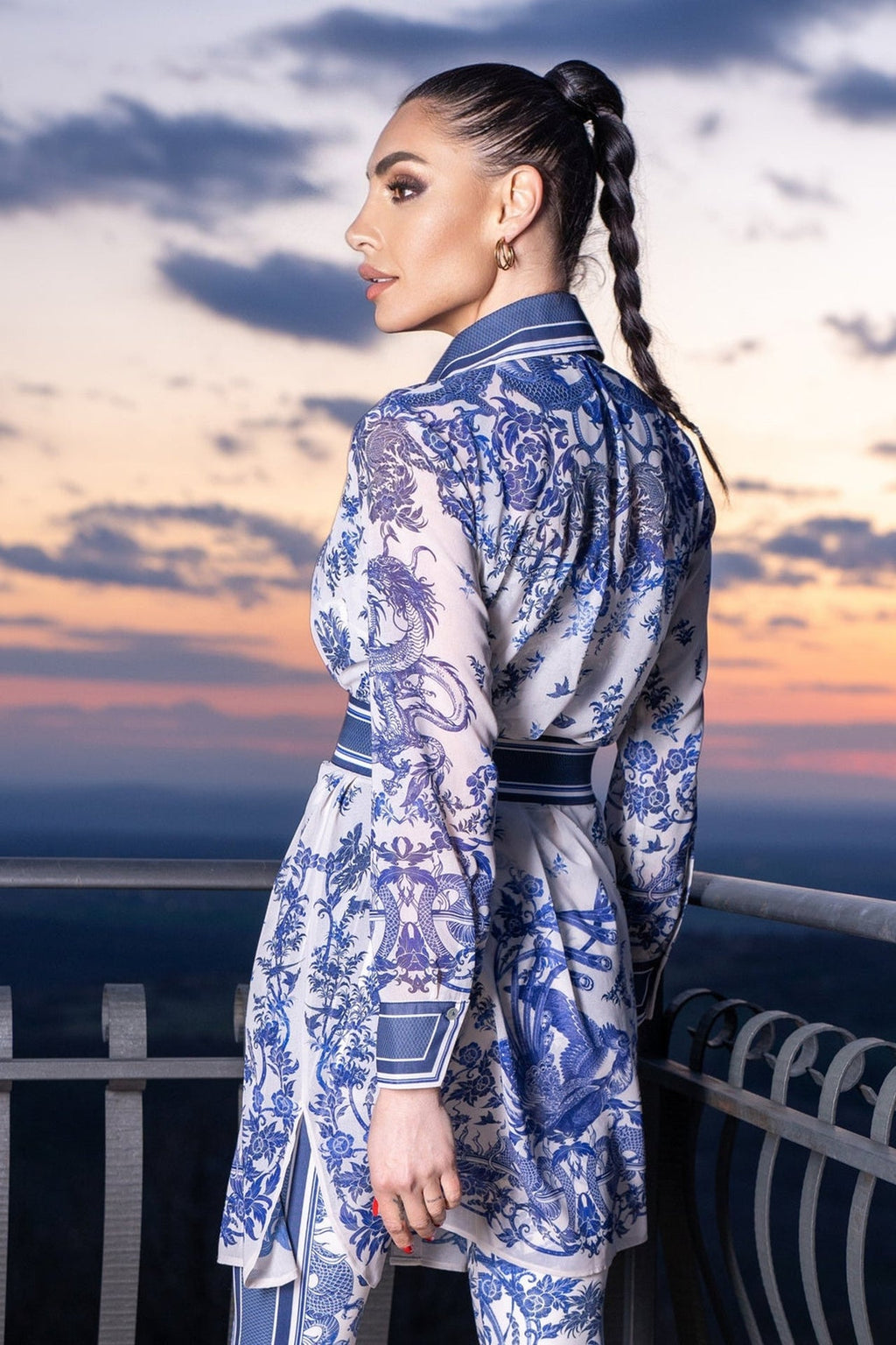 SILK VISCOSE LONG SHIRT - ASIA SKY
