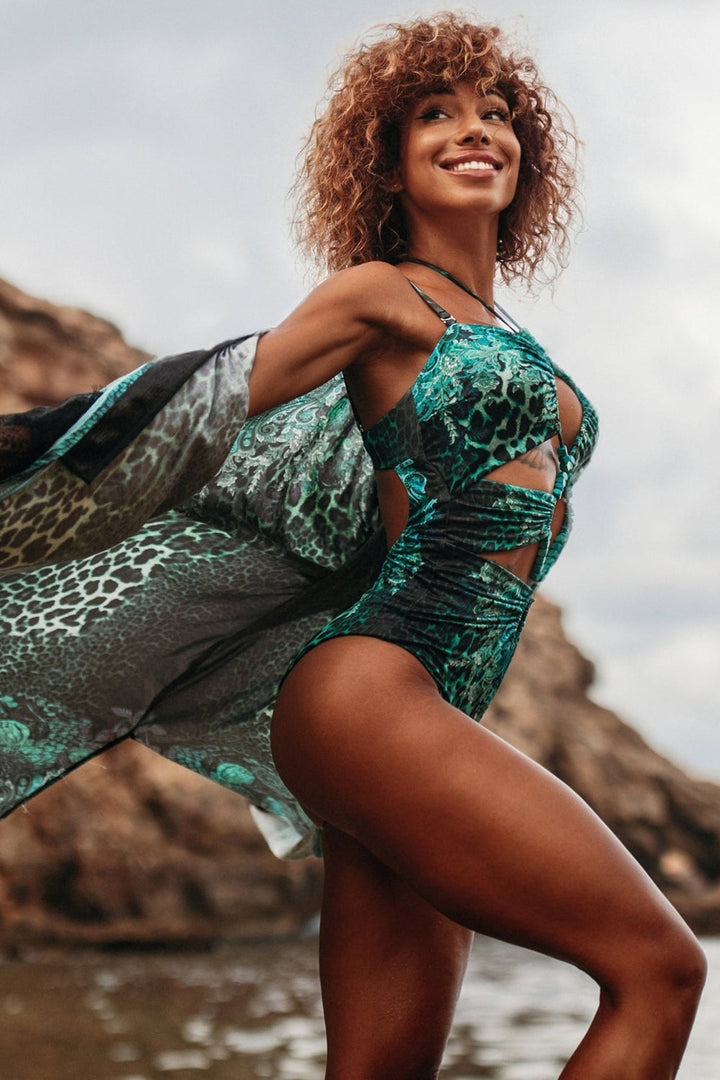 VISCOSE KIMONO - LEO NEON GREEN