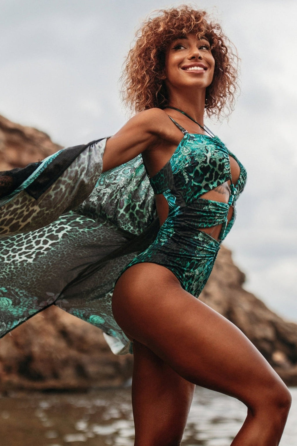 VISCOSE KIMONO - LEO NEON GREEN