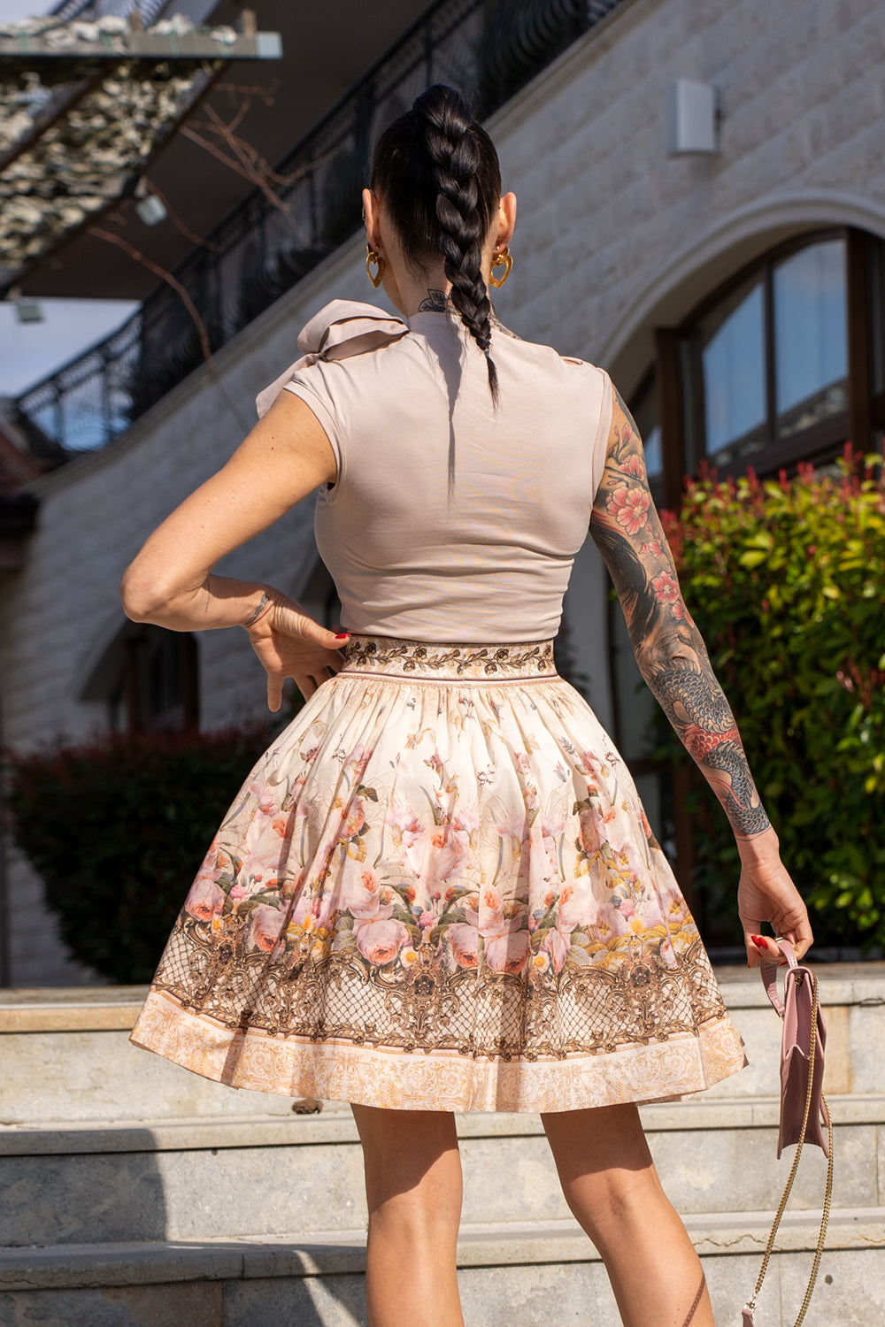 BLOUSE WITH ASYMMETRIC SHOULDER IN BEIGE - ESSENTIALS - Fashion Roots