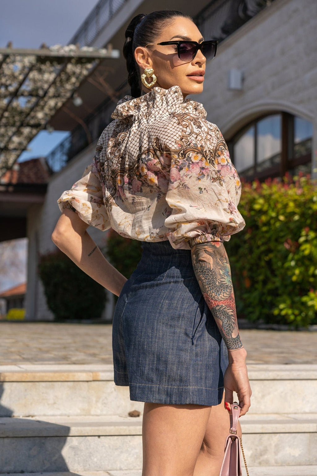 DENIM BERMUDA WITH HIGH WAIST - ESSENTIALS