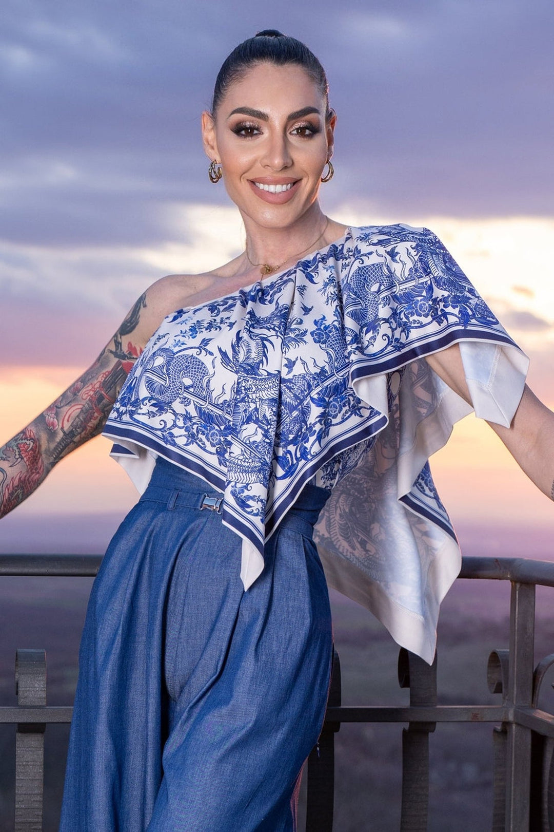 ELEGANT TOP WITH BARE SHOULDER - ASIA SKY - Fashion Roots