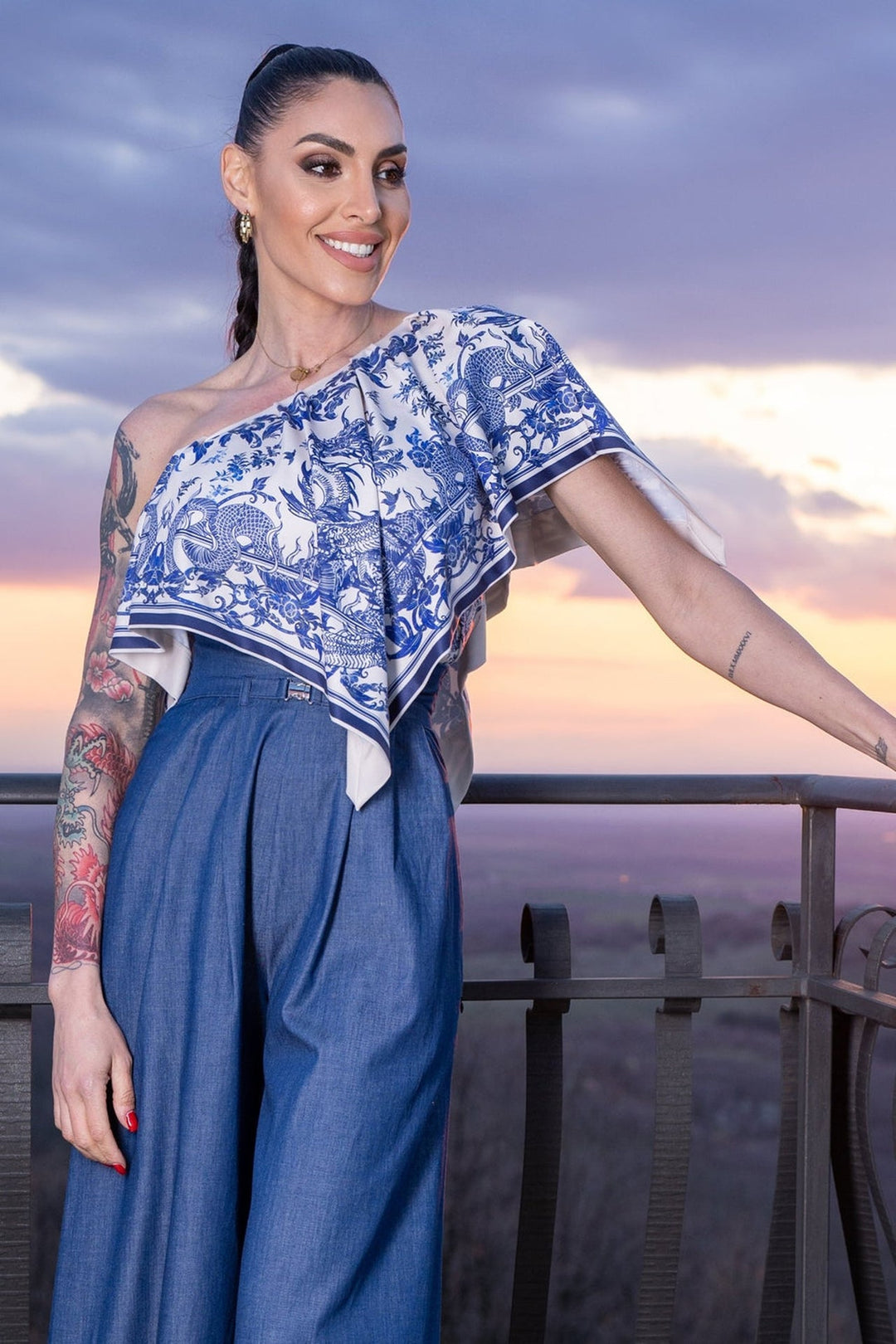 ELEGANT TOP WITH BARE SHOULDER - ASIA SKY - Fashion Roots