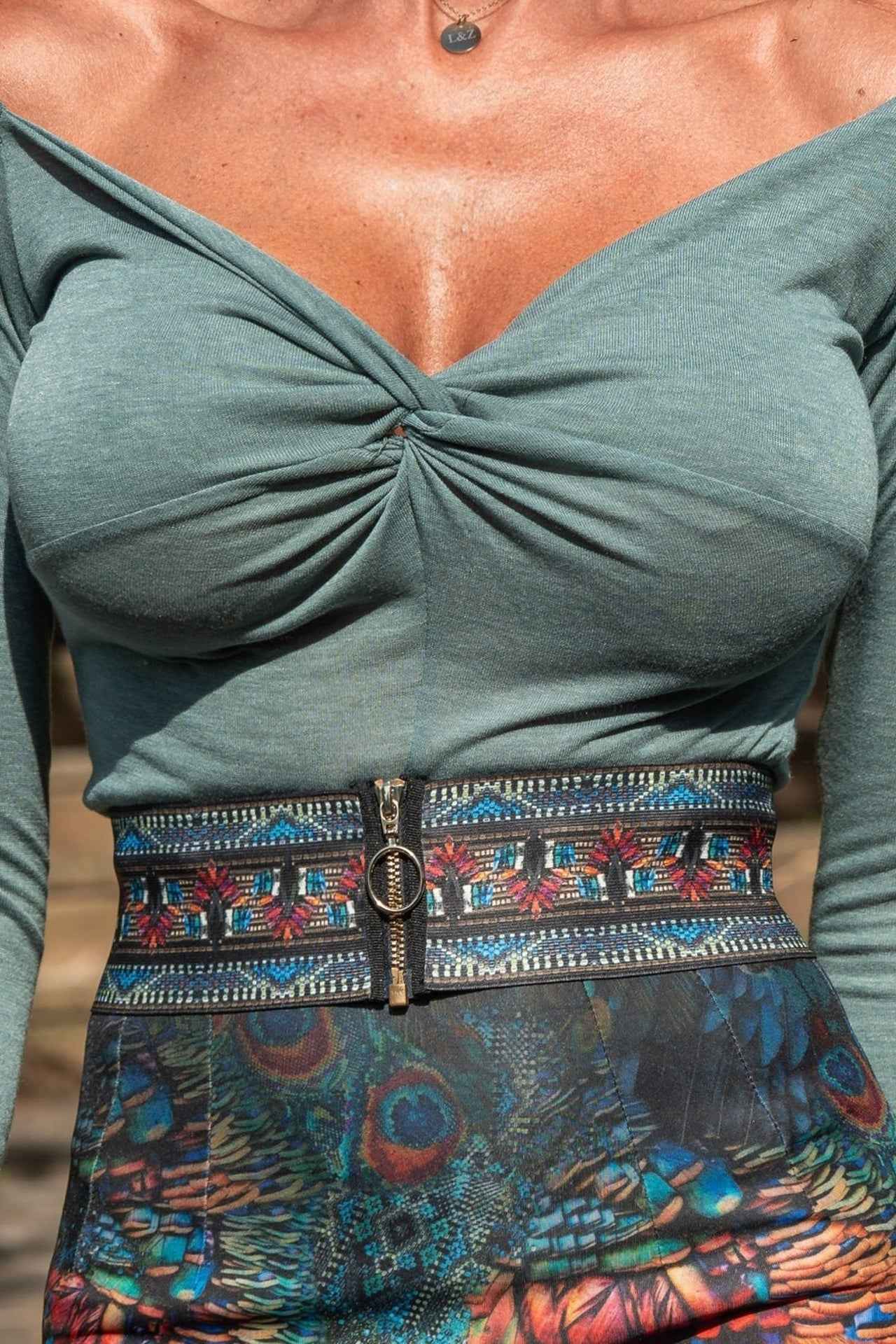 ELASTIC WIDE BELT WITH ZIPPER - AMAZONIA