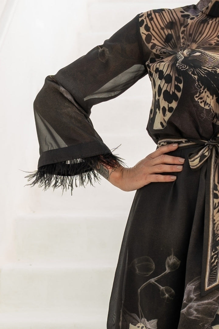 FRENCH CHIFFON CAFTAN DRESS - LEO ORCHID JIORO РОКЛЯ КАФТАН ОТ ФРЕНСКИ ШИФОН - LEO ORCHID JIORO