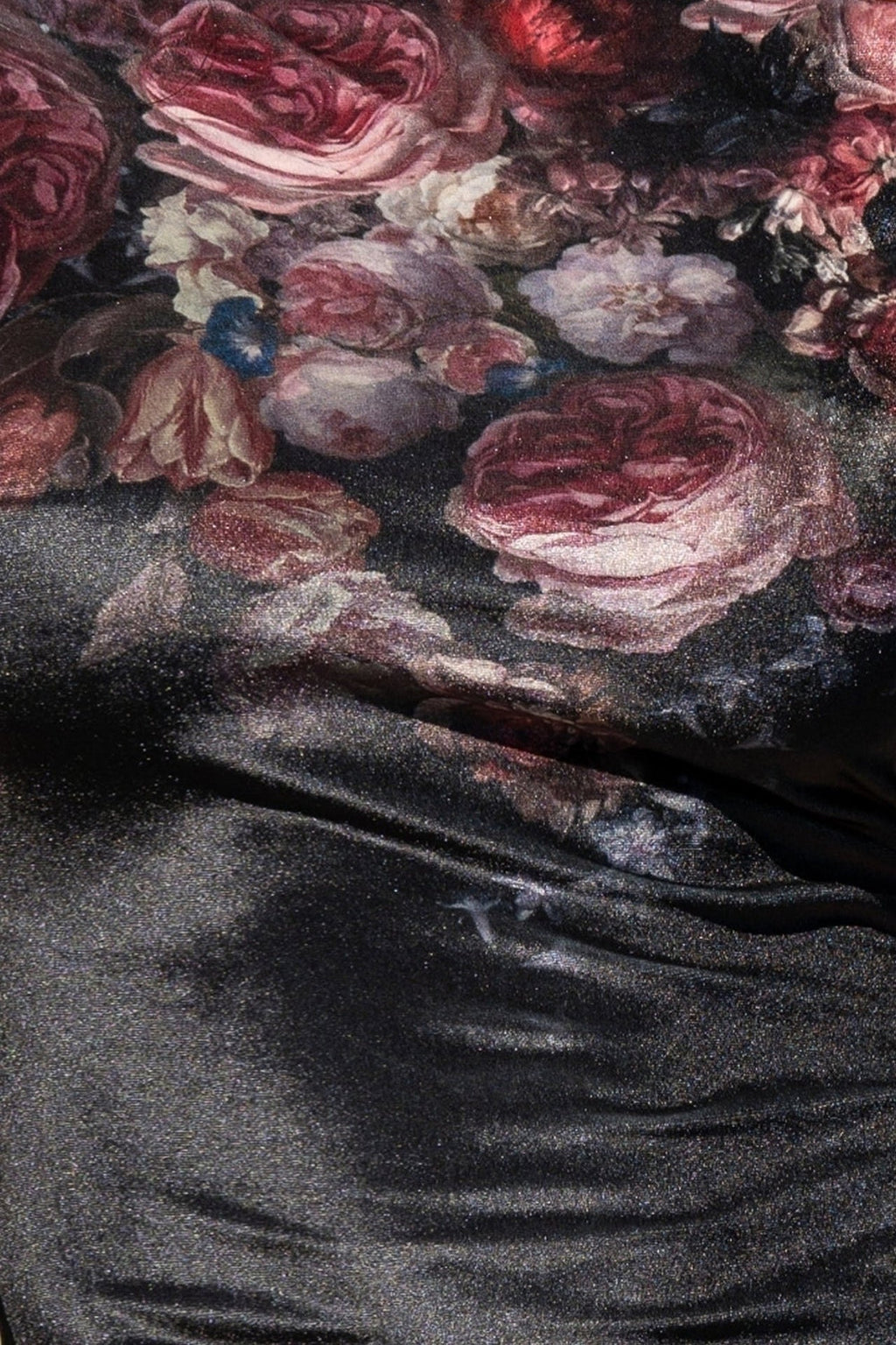 VELVET OFF-SHOULDER DRESS - VINTAGE FLOWERS