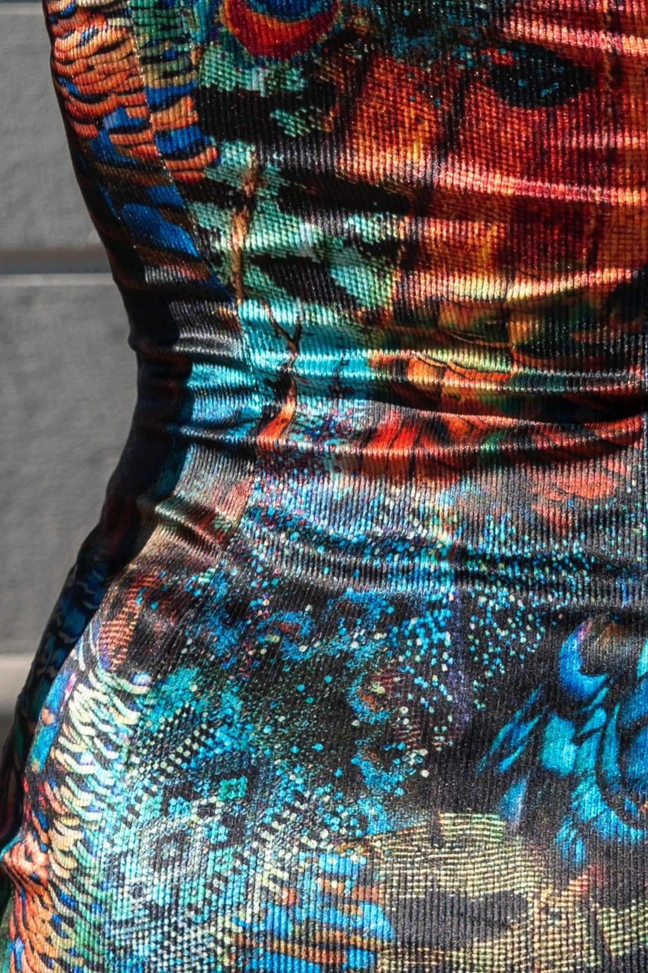 ROBE EN VELOURS CÔTELÉ À MANCHES BOUFFANTES - AMAZONIA